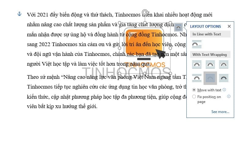 behine wrap text chèn hình ảnh vào văn bản 