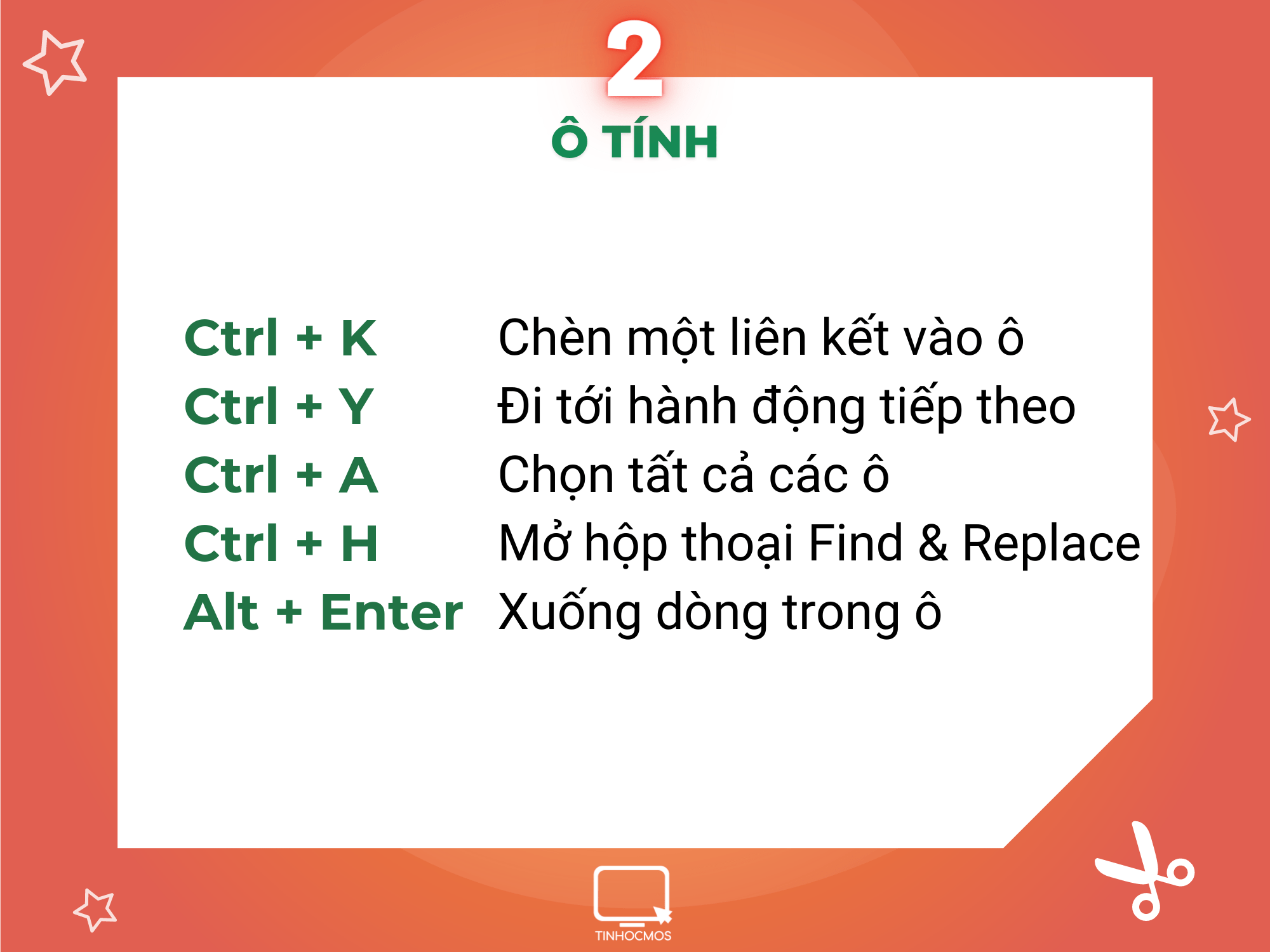 phím tắt excel