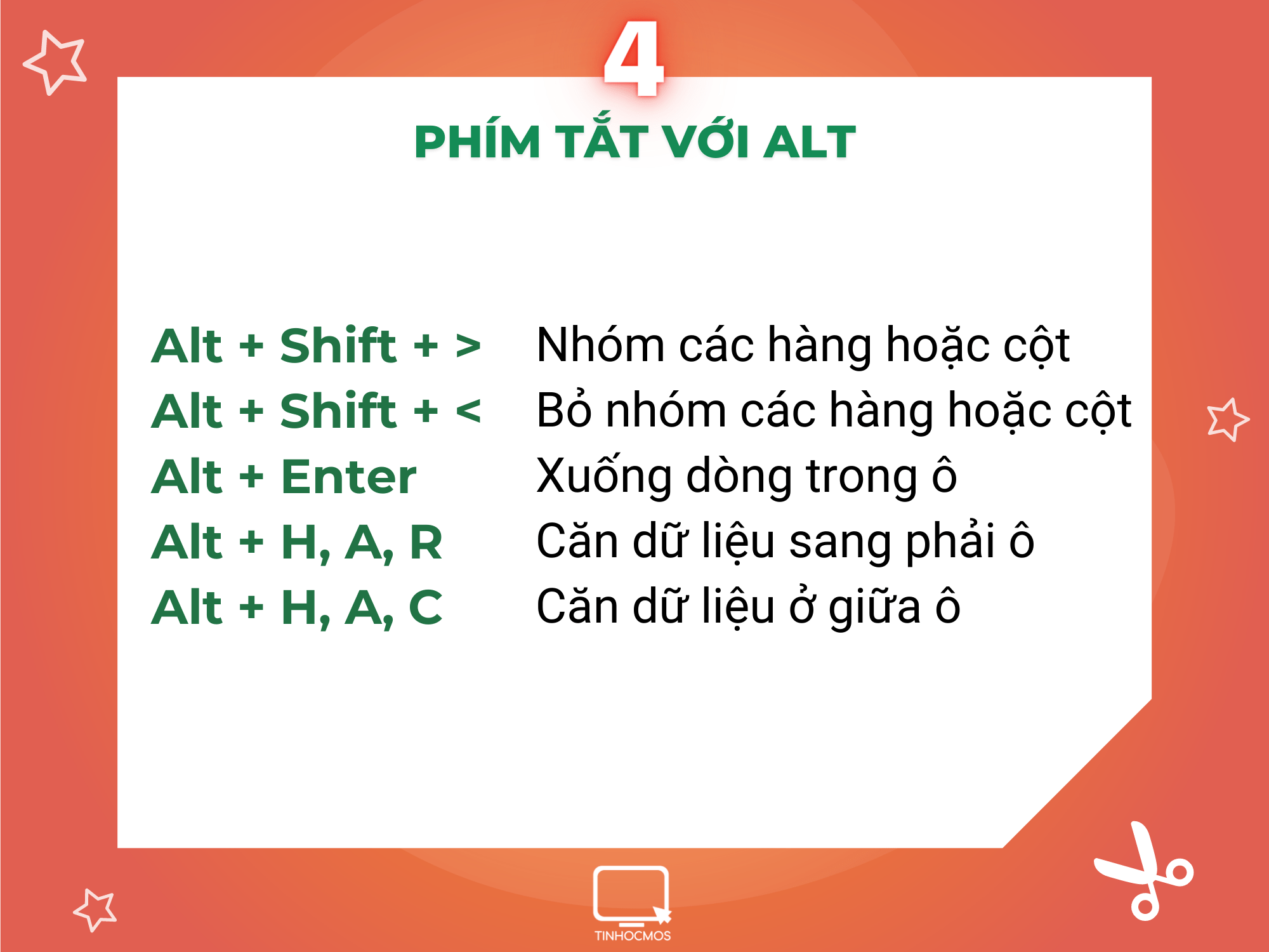 phím tắt excel